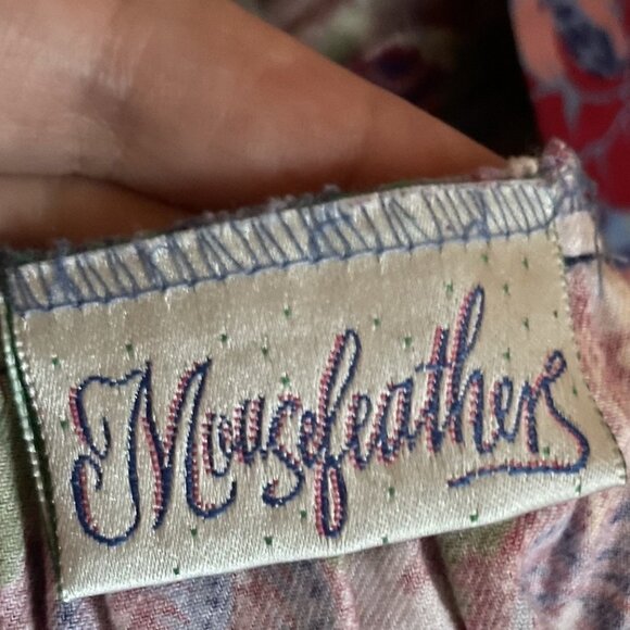 Vintage 90s Mousefeathers Girls Peasant Dress Sz 4 Boho Red Floral Midi A-line - Picture 9 of 10